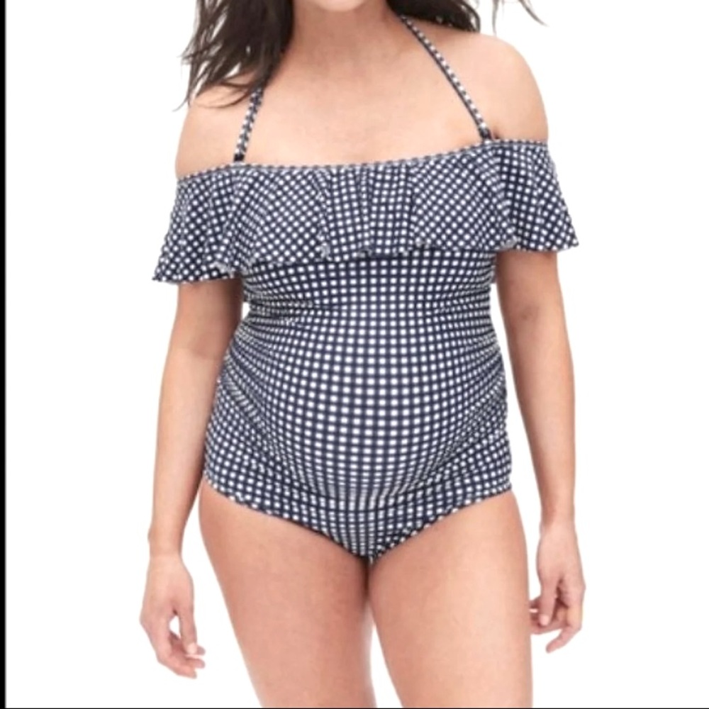 Women’s off the shoulder ruffle maternity swimsuit